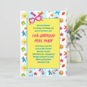 Sunglasses Summer Birthday Pool Party Kaart (Staand voorkant)