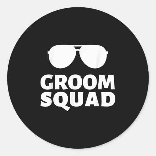 Sungles Groom Squad Funny Crew Bachelor Wedding Pa Ronde Sticker (Voorkant)