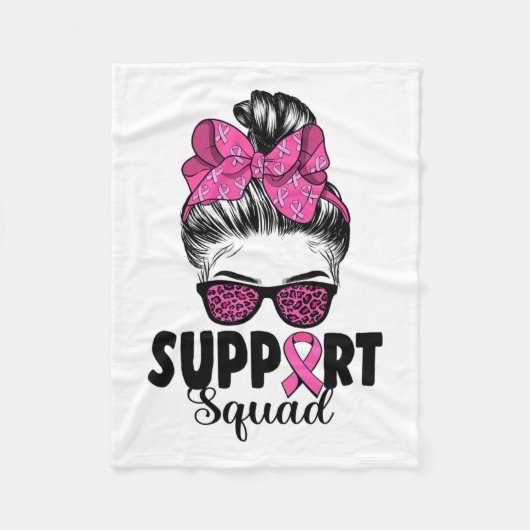 Sungles Messy Bun Support Squad Borstkanker Fleece Deken (Voorkant)