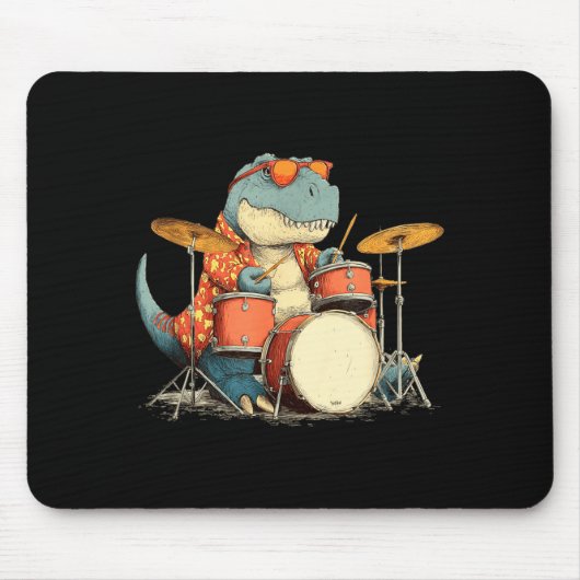 Sungles Rockstar Dinosaur With Cool Drums Costume Muismat (Voorkant)
