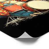 Sungles Rockstar Dinosaur With Cool Drums Costume  Poster (Hoek)