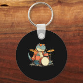 Sungles Rockstar Dinosaur With Cool Drums Costume  Sleutelhanger (Voorkant)