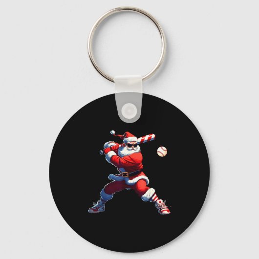 Sungles Santa Playing Baseball Christmas Pajamas X Sleutelhanger (Voorkant)