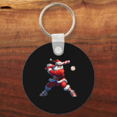 Sungles Santa Playing Baseball Christmas Pajamas X Sleutelhanger (Voorkant)