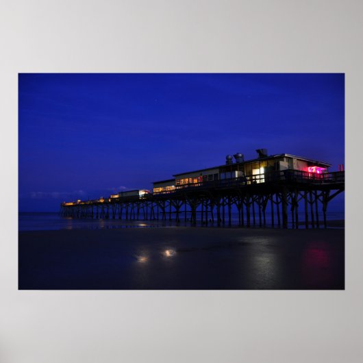 Sunglow Pier Night Stars Daytona Beach Poster (Voorkant)