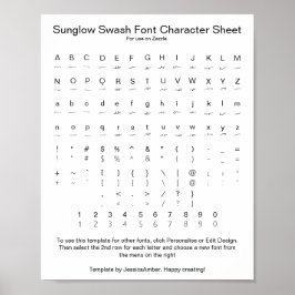 Sunglow Swash Font Tekenblad voor Zazzle Poster