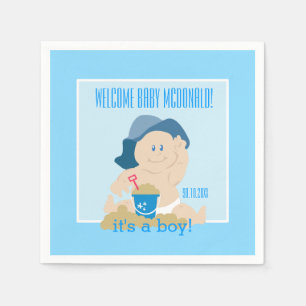 Sunhat Beach Baby Napkins / Blue Pet / Boy Servetten