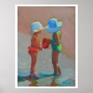 Sunhat Sisters - Twee meisjes bij het strand Poster