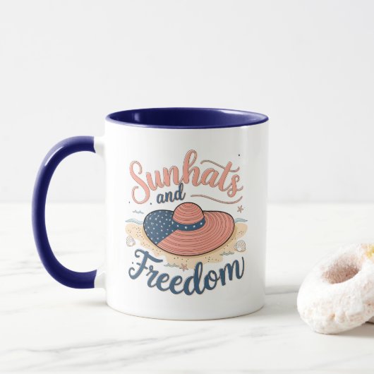 Sunhats en Patriottische Vrijheid Mok (Met donut)