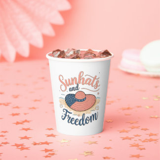Sunhats en Patriottische Vrijheid Papieren Bekers