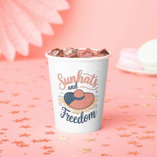 Sunhats en Patriottische Vrijheid Papieren Bekers (Insitu)