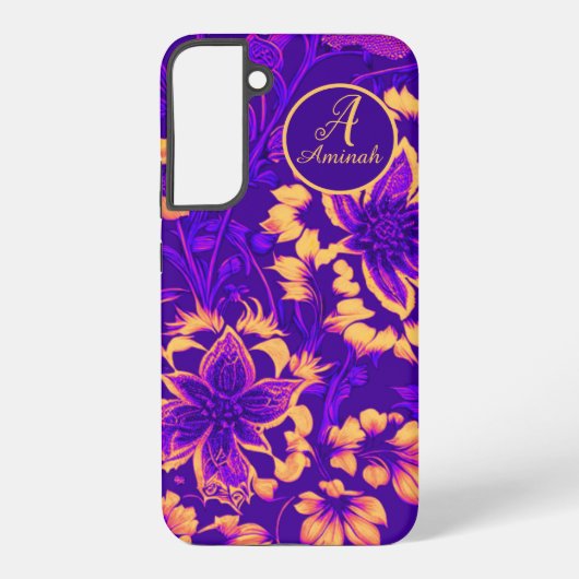 Sunkast Floral Paars Fuchsia Custom Samsung Galaxy Hoesje (Achterkant)