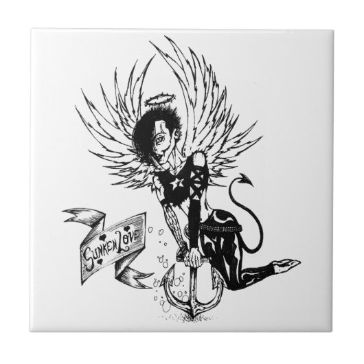 Sunken Love Punk Rock Pin-Up Tattoo Tegeltje (Voorkant)