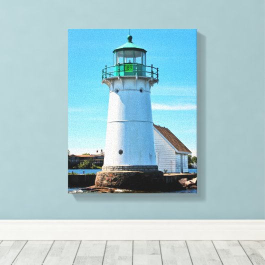 Sunken Rock Lighthouse, New York Canvas Print (Insitu (Houten vloer))