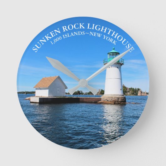 Sunken Rock Lighthouse, New York Clock Ronde Klok (Voorkant)