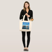 Sunken Rock Lighthouse, New York Grote Tote Bag (Voorkant (model))