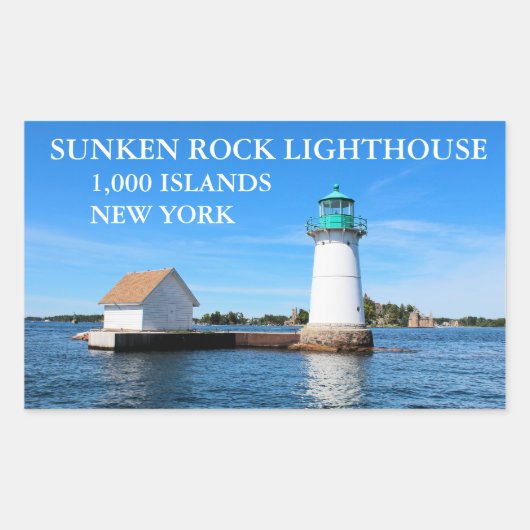 Sunken Rock Lighthouse, New York Rechthoekige Sticker (Voorkant)