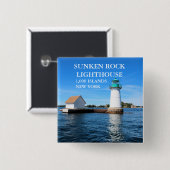 Sunken Rock Lighthouse, New York Vierkante Button 5,1 Cm (Voorkant /achterkant)