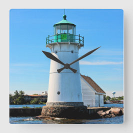 Sunken Rock Lighthouse, New York Wall Clock Vierkante Klok