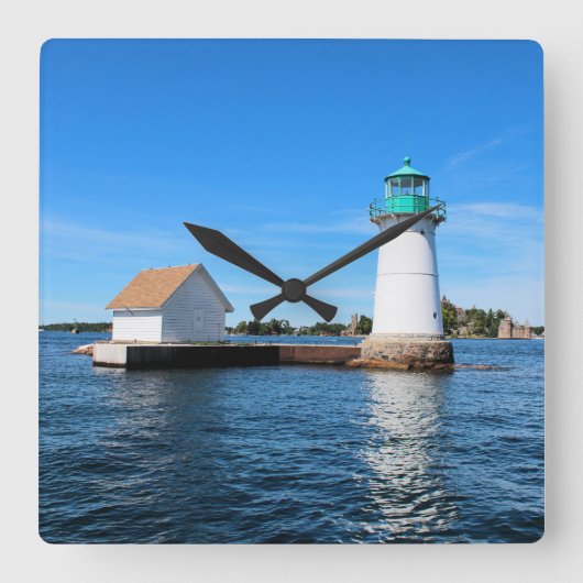 Sunken Rock Lighthouse, New York Wall Clock Vierkante Klok (Voorkant)
