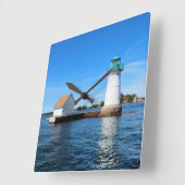 Sunken Rock Lighthouse, New York Wall Clock Vierkante Klok (Hoek)