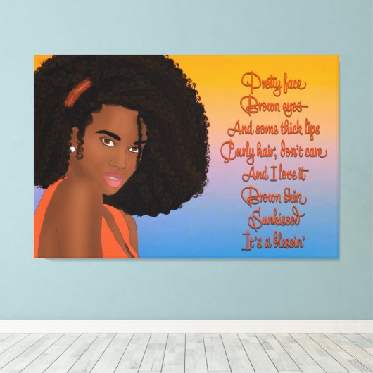 Sunkissed Beauty met gedicht Canvas Afdruk (Insitu (Houten vloer))