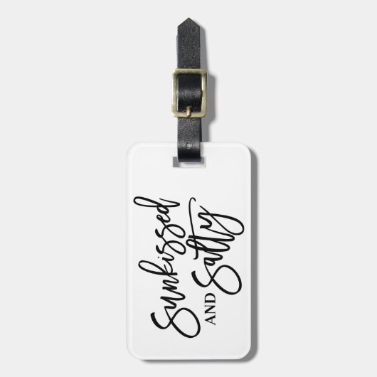 Sunkissed en zoute kalligrafie bagagelabel (Voorkant verticaal)
