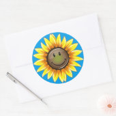 Sunkissed Lachende Zonnebloem Ronde Sticker (Envelop)
