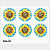 Sunkissed Lachende Zonnebloem Ronde Sticker (Vel)