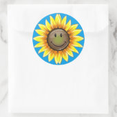 Sunkissed Lachende Zonnebloem Ronde Sticker (Tas)
