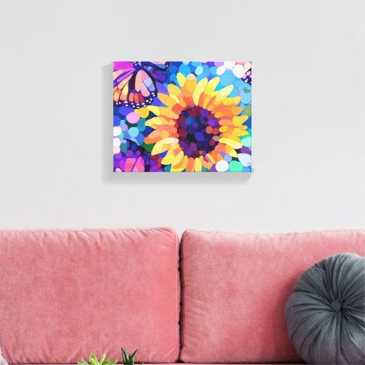 Sunlight & Butterflies Sunflower Canvas Art Afdruk (Insitu (Woonkamer))