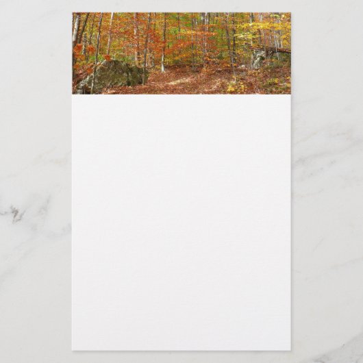 Sunlight Dapapped Herfst Trail at Laurel Hill Park Briefpapier (Voorkant)