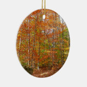 Sunlight Dapapped Herfst Trail at Laurel Hill Park Keramisch Ornament (Rechts)