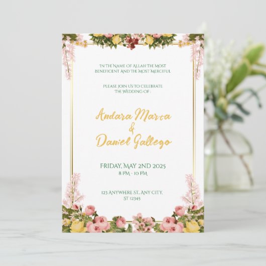 Sunlight & Greenery Wedding Invite Kaart (Staand voorkant)