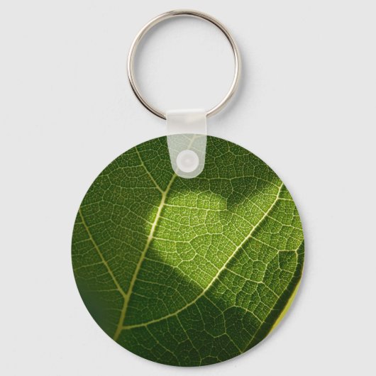Sunlight Heart on Leaf Keychain (Voorkant)