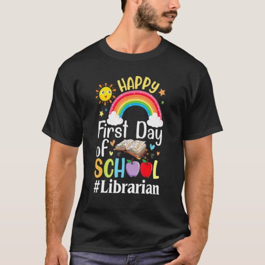 Sunlight Rainbow Books Happy First Day of School L T-shirt (Voorkant)
