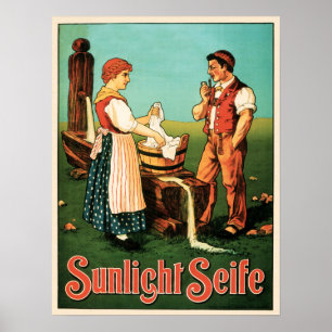 SUNLIGHT SEIFE Swiss Laundant Detergent Soap Adver Poster