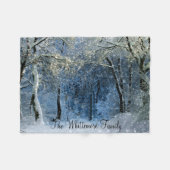 Sunlight Snow Winter Forest Name Fleece Blanket (Voorkant (Horizontaal))
