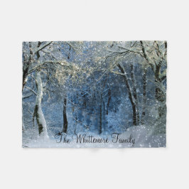 Sunlight Snow Winter Forest Name Fleece Blanket Deken