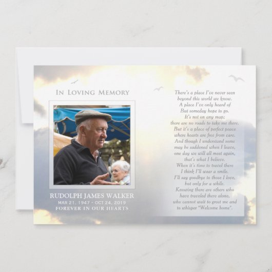 Sunlight Streams & Clouds Hartelijk dank Foto Memo Aankondiging (Achterkant)