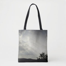 Sunlight Through Clouds Black White Evening Sky Tote Bag