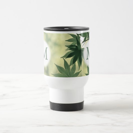 Sunlight Through Maple Leaves Natuur Monogram Reisbeker (Center)