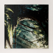 Sunlit anime forest glade legpuzzel (Horizontaal)