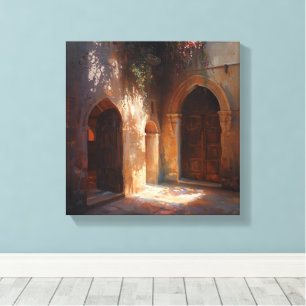 Sunlit Archway - Tijdloze oude deuropeningen Print