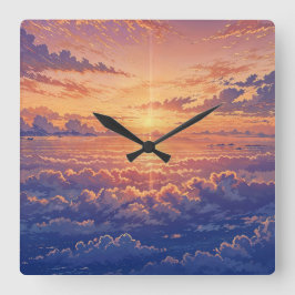 Sunlit Atmosphere - Vibrant Illustration Art Style Vierkante Klok