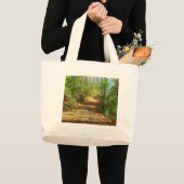 Sunlit Autumn Forest Trail Grote Tote Bag (Voorkant (product))