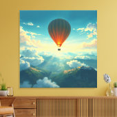 Sunlit Balloon Ride - Dreamlike Illustration Style Canvas Afdruk (Insitu (Woonkamer))