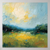 Sunlit Beach with Trees – Square Poster, Vibrant W Poster (Voorkant)