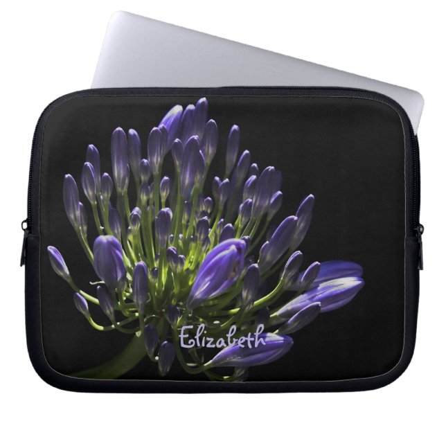 Sunlit Blooming Paars Agapanthus, Afrikaanse Lily Laptop Sleeve (Voorkant)