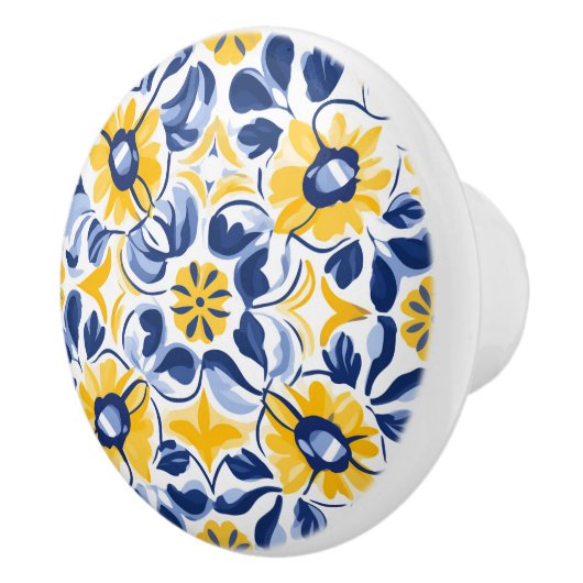 💙💛 Sunlit Blooms Azulejos Keramische Knop (Rechts)
